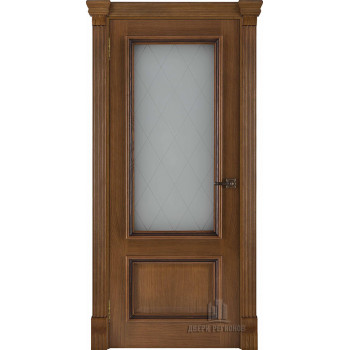 Дверь межкомнатная Корсика Квадро (широкий фигурный багет) дуб patina antico остекленная