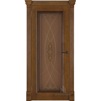 Дверь межкомнатная Тоскана витраж Мираж (широкий фигурный багет) дуб patina antico остекленная